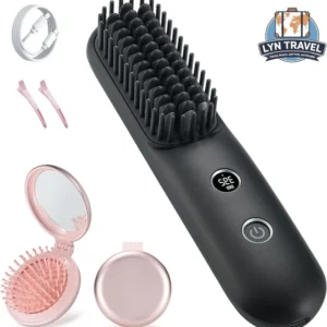 Mini Portable Travel Cordless Negative Ionic Hair Straightener Brush